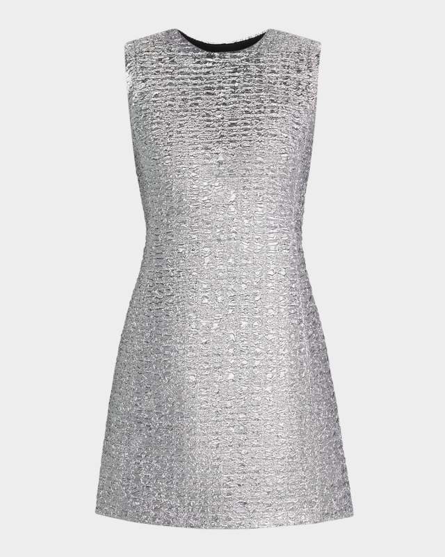Emmy Metallic Seersucker Sleeveless Mini Dress
